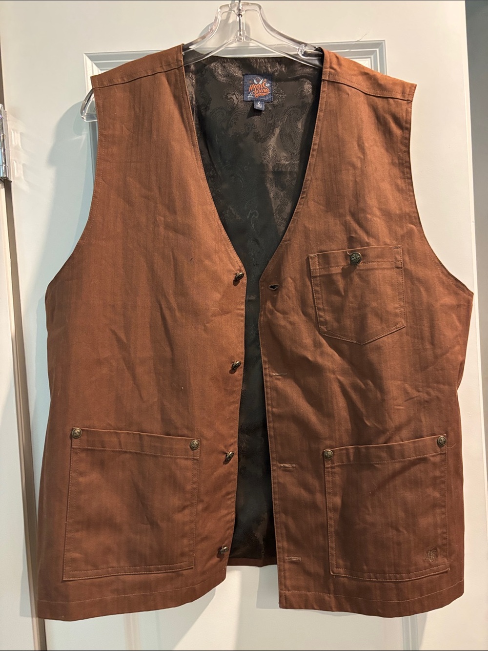 Men's Brown Work Vest with Utility Pockets - Unbranded